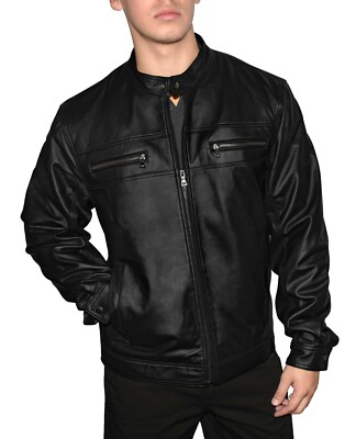 Victory Outfitters Men's Genuine Leather Multi Pocket Racing Jacket - Main Image