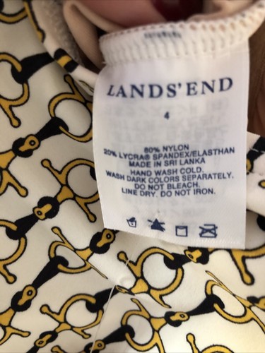 Nuevo traje de baño de una pieza Lands’ End Horsebit azul dorado para mujer 4 sin cables G11 $79 - Imagen 11 de 11
