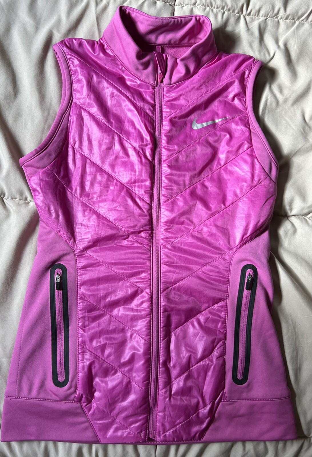Nike Golf Athletic Vest Womens Zip Pink Sleeveless Zip Pockets Size XS