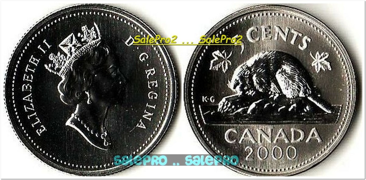 CANADA 2000 CANADIAN BEAVER NICKEL QUEEN ELIZABETH RARE 5 CENT