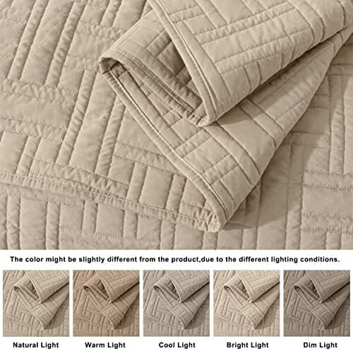 Skyblue Muslin Cotton Oversized California King Size Quilt Bedding Sets With 2 Pillow Shams, Shabby Chic Rustic Textured Gauze Lightweight Country Soft Bedspread Coverlet For All Season Retails For $70