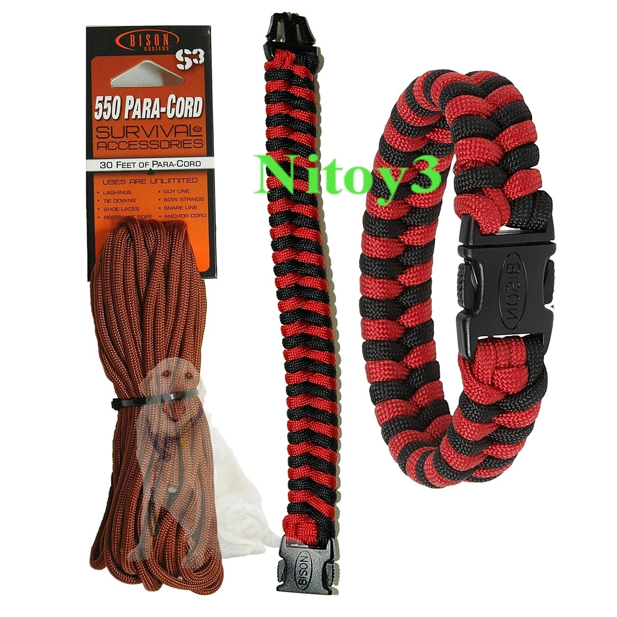 Bison Designs Two Tone Paracord Medium Bracelet And 550 Standard  Paracord-30’