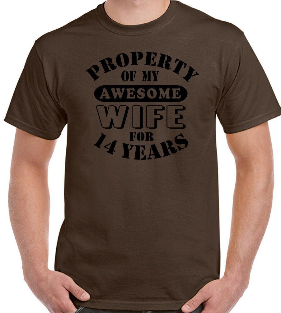 My Awesome Wife Mens Funny 14th Wedding Anniversary T-Shirt Gift