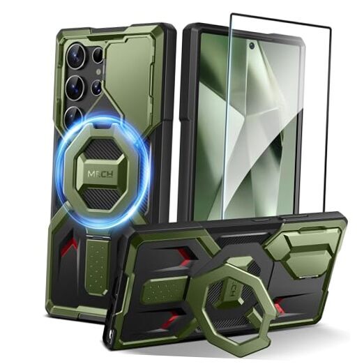 for Samsung Galaxy S24 Ultra Case Compatible with MagSafe, [Ring Stand & Green