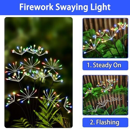 Solar Garden Lights Outdoor Waterproof 2 Pack Twinkling Solar Firework Lights... - Picture 2 of 6