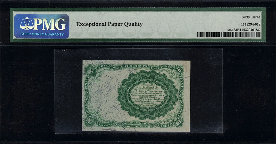 FR-1264 $0.10 Fifth Issue Fractional Currency - 10 Cents - Graded PMG 63 EPQ - Image 2 of 2
