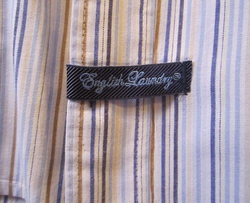 SZ XXL ENGLISH LAUNDRY MENS COTTON STRIPED DRESS SHIRT, L/S, WICKS, LOGOS, EUC - Picture 3 of 11