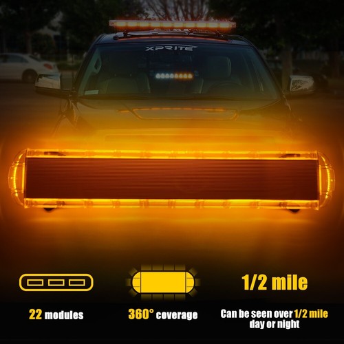 47IN COB LED Amber Rooftop Strobe Light Bar Extreme High Construction Emergency - Picture 2 of 7