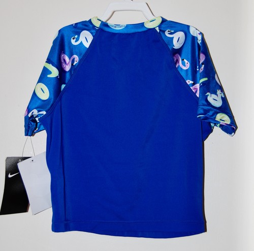 NWT Nike Girl's Blue Short Raglan Sleeve Cropped Rash Guard Swim Top sz L - Picture 8 of 9