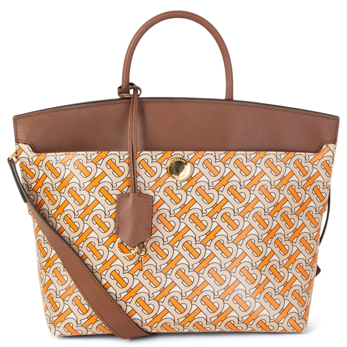 63829 auth BURBERRY orange & brown MONOGRAM SOCIETY SMALL 63829 auth BURBERRY orange & brown MONOGRAM SOCIETY SMALL