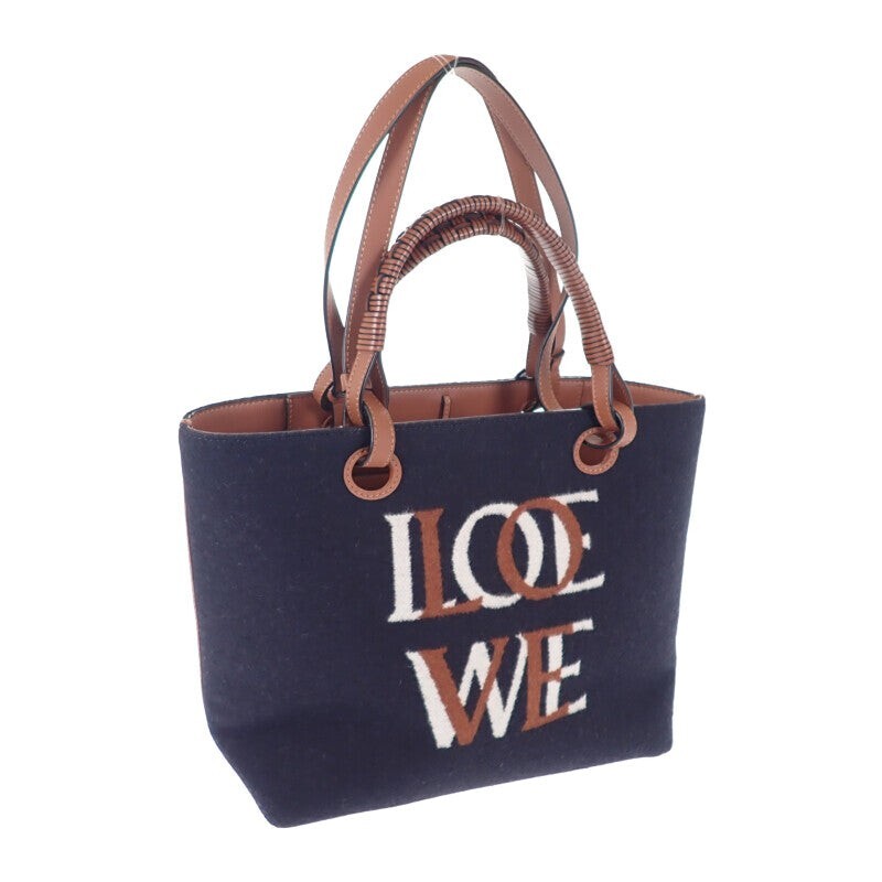 バッグ LOEWE LOGO LEATHER SHOULDER TOTE BAG LOEWE Logo Tote Small 2WAY Bag Shoulder Bag Wool Leather Navy