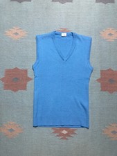 Vintage 70s 80s sears sweater vest acrylic knit blue boys size 14 baby tee