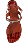 100% AUTHENTIC NEW WOMEN LOUBOUTIN MJ THONG BROWN CROC FLAT SANDALS EU 37/US 7 — photo 4