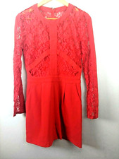 Adelyn Rae Red Lace Romper Long Sleeves Shorts Nwt Size Small