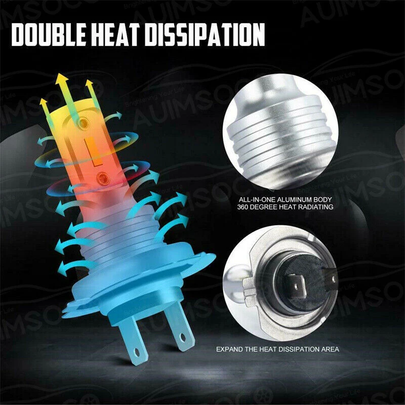 For Volkswagen Jetta 2006-2018 - 4X H7+H7 LED Headlight High Low Bulbs Kit 6000K - Image 2 of 4