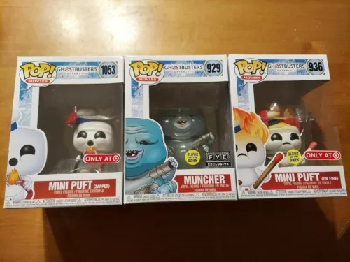 LOT Funko Pop Ghostbusters Muncher Mini Puft On Fire 936 GITD Zapped FYE Target