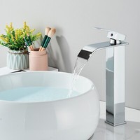 Chrom Waschtischarmatur Hoch Wasserhahn Bad Waschbecken Wasserfall Mischbatterie