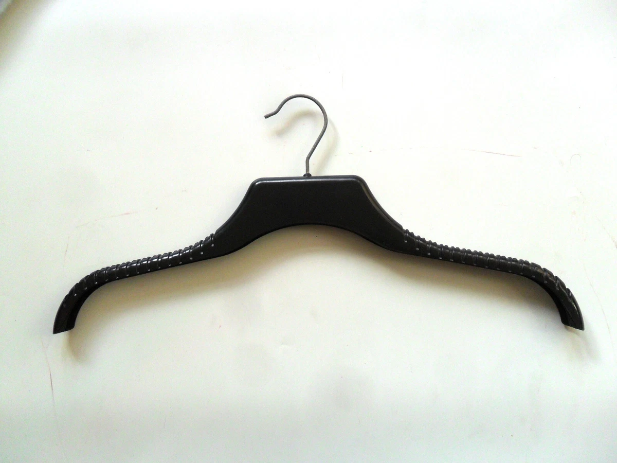 Plastic Coat Hangers Pack of 10 Black Ribbed Swivel Hook 44 cm