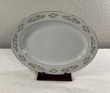 VTG 326 Springtime China Oval Platter International Silver Co, Japan, 14” X 10”
