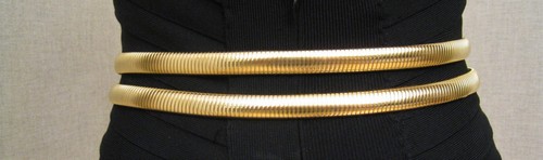 Judith Leiber Gold Metal Stretch Swarovski Crystals Gemstone Medallion Belt M L - Picture 6 of 11