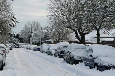 Foto 6x4 Vorstadt liest im Schnee Donnerstagmorgen, nach starkem Schnee um 2010