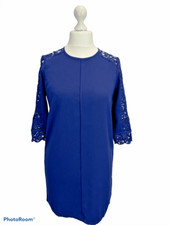 Lipsy French Navy Shift Dress Lace 3/4 sleeve size 10 Short Tunic Style Classic