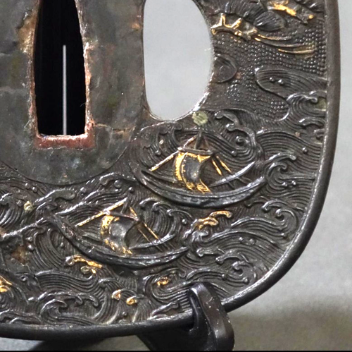 Tsuba Spada Giapponese Guardia di Yamado Rame Rosso Periodo Edo Dal GIAPPONE Antica JP - Foto 7 di 19