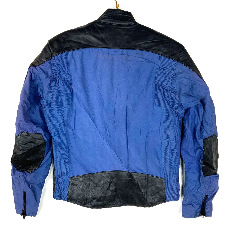 Chaqueta de cuero vintage Hein Gericke para mujer de motocicleta grande azul cremallera completa Foto 2 de 4