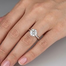 Classic Solitaire Engagement Ring 14K Gold 3 Carat Round Natural Diamond F SI2