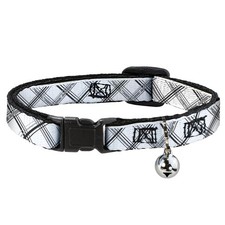 Cat Collar Breakaway with Bell Plaid X Weathered White/Gray NARROW Fits 8.5-12"