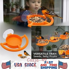 Window Bird Feeder Strong Suction, Orange Bird Watching Feeder for Garden Gift