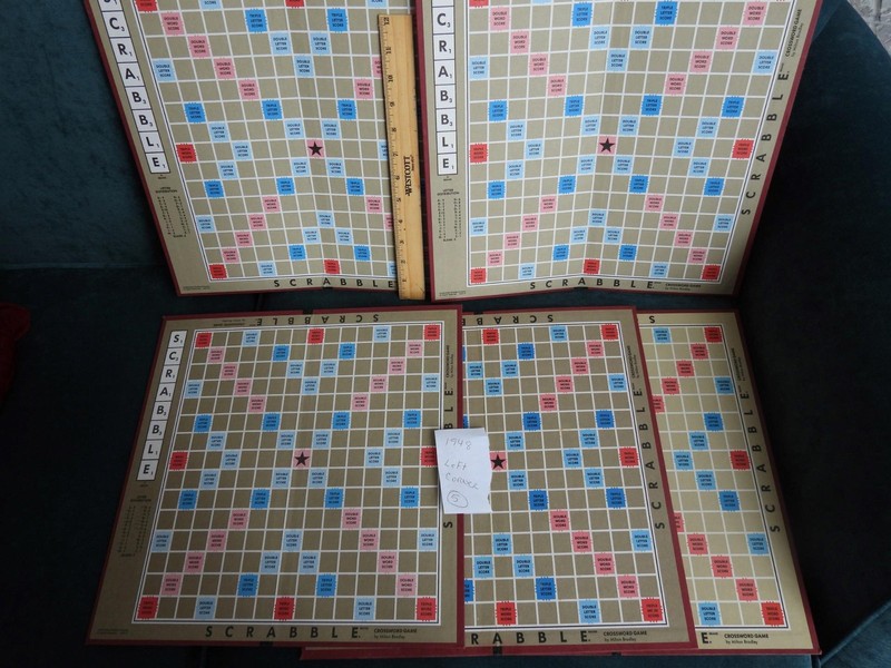 5 VINTAGE SCRABBLE BOARDS 1948 FOR REPLACEMENT, ARTS & CRAFTS EC