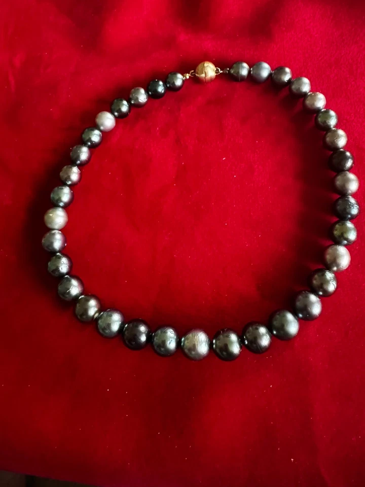 Hochwertiges Collier aus Tahiti-Zuchtperlen  Gelbgoldschließe Zertifikat in OVP - Bild 3 von 4