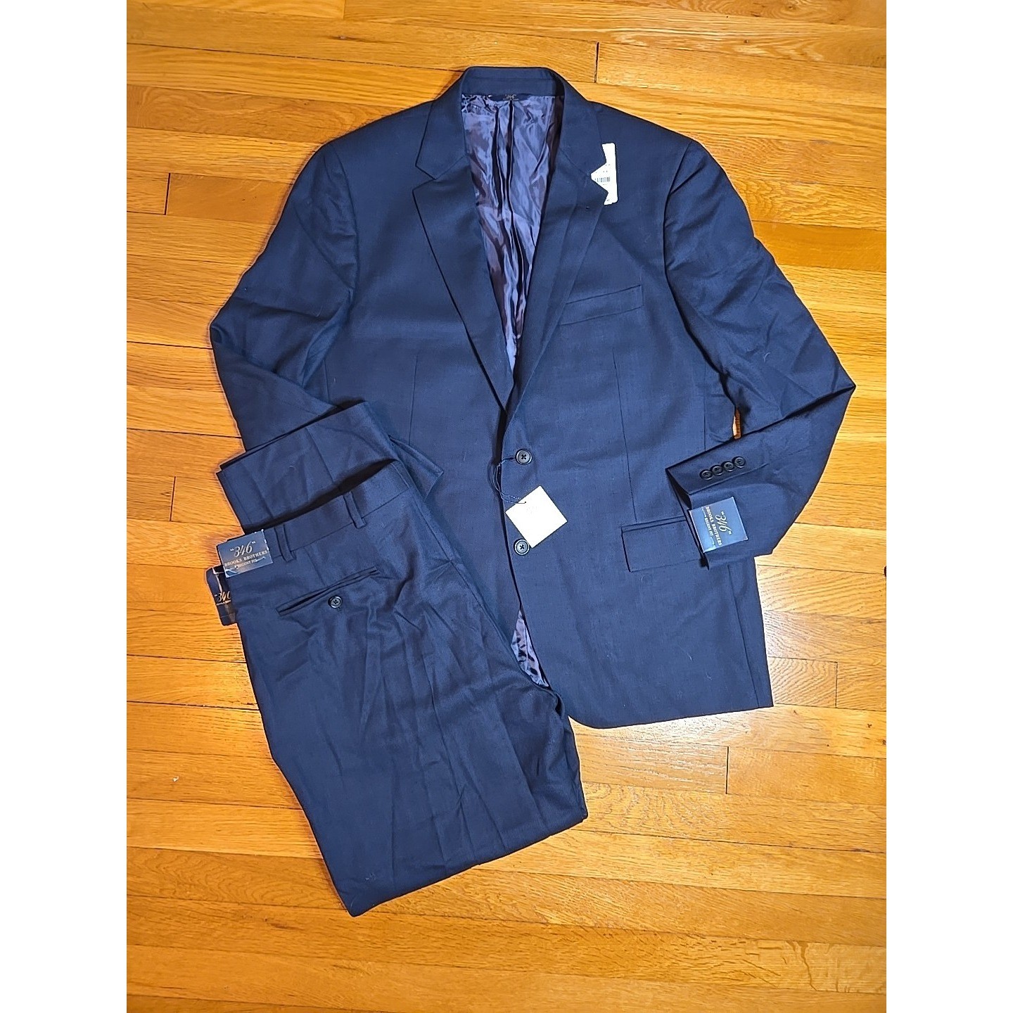 Brooks Brothers 346 Suit Mens 46R 42 Navy Blue New Regent Fi