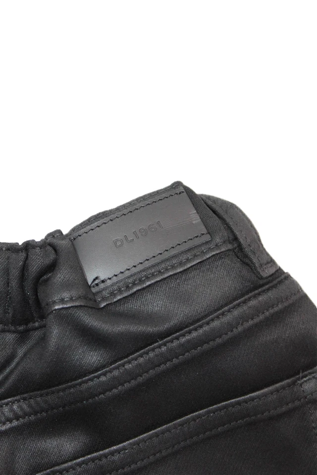 DL1961 女式棉质拉链纽扣衬里紧身腿裤黑色 14 码 — 第 3/4 张图片