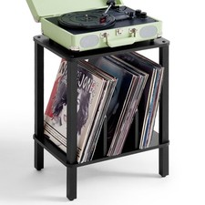 LELELINKY 2-Tier Record Player Stand with Vinyl Record Storage up to 100 Albu...