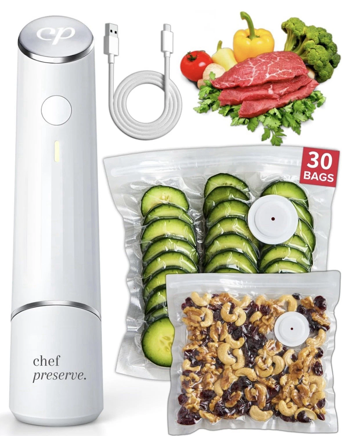 Chef Preserve Compact Handheld Food Vacuum Sealer Machine + 30 Medium Bags
Opens in a new window or