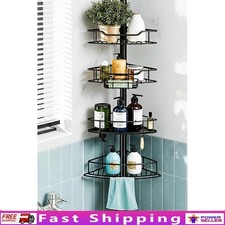 Adjustable Shower Caddy Tension Pole 4-Tier Stainless Steel Corner Holder New