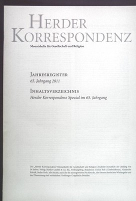 Herder Korrespondenz. Monatshefte für Gesellschaft und Religion. Jahresregister 