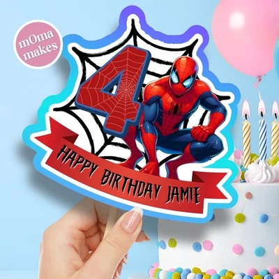 MOMA MAKES Spiderman cake topper - personalised superhero birthday cake decoration