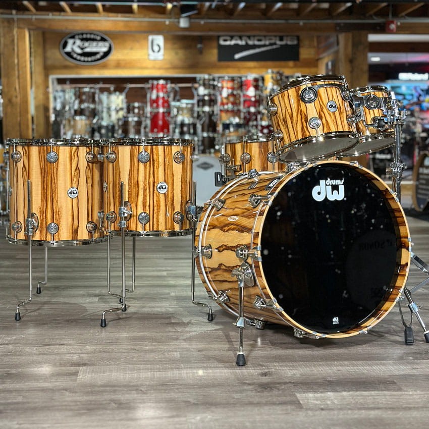 DW Collectors Cherry/Mahogany 6pc Drum Set Exotic Chechen w/Nickel Hw