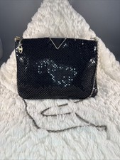 Metal Mesh Black Purse Evening Party Handbag 9  x 6" Inside Pocket Unbranded