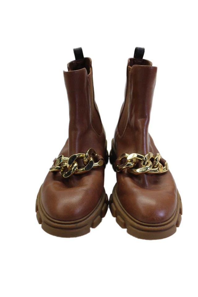 Michael Michael Kors Womens Leather Chain Detail Slip On Boots Brown Size 9.5 - Image 2 of 4