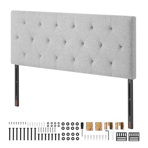 VEVOR Headboard for Full Size Bed with Adjustable Height Sponge & Fabric Grey - Picture 9 of 12