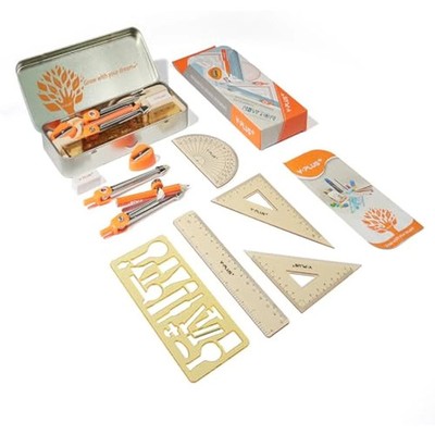 YPLUS Geometrie Set für Schüler, Mathe Winkelmesser Kompass mit Linealen, Box mit