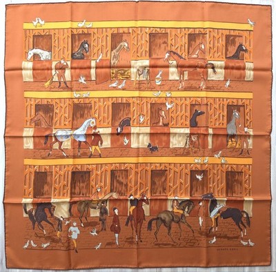 HERMES カレ90 CLERC シルクスカーフ 馬 厩舎 エルメス Hermes Carre 90 Clerc Silk Scarf Horse Stable Good Condition | eBay