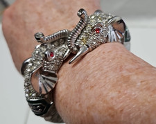 Beautiful Heavy RHINESTONE ELEPHANT 7 1/4" MAGNETIC BRACELET