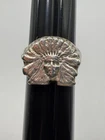 VINTAGE HANDMADE NATIVE AMERICAN STERLING SILVER INDIAN CHIEF HEAD RING SIZE 8.5