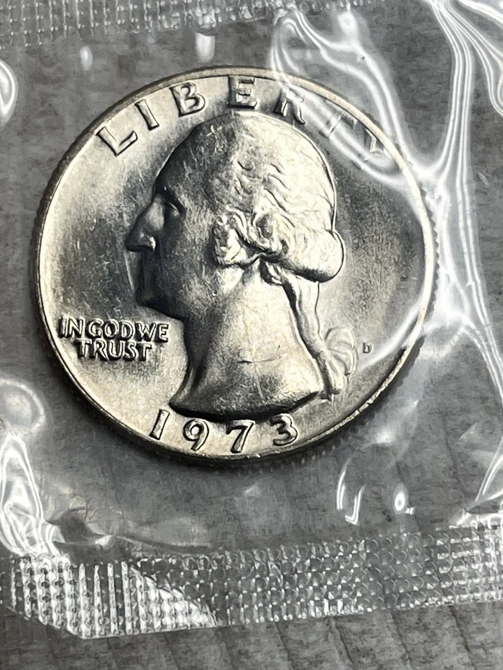 1973 D Washington Quarter UNC/MINT SEALED IN CELLO BRILLIANT COIN *GEM - Image 3 of 4