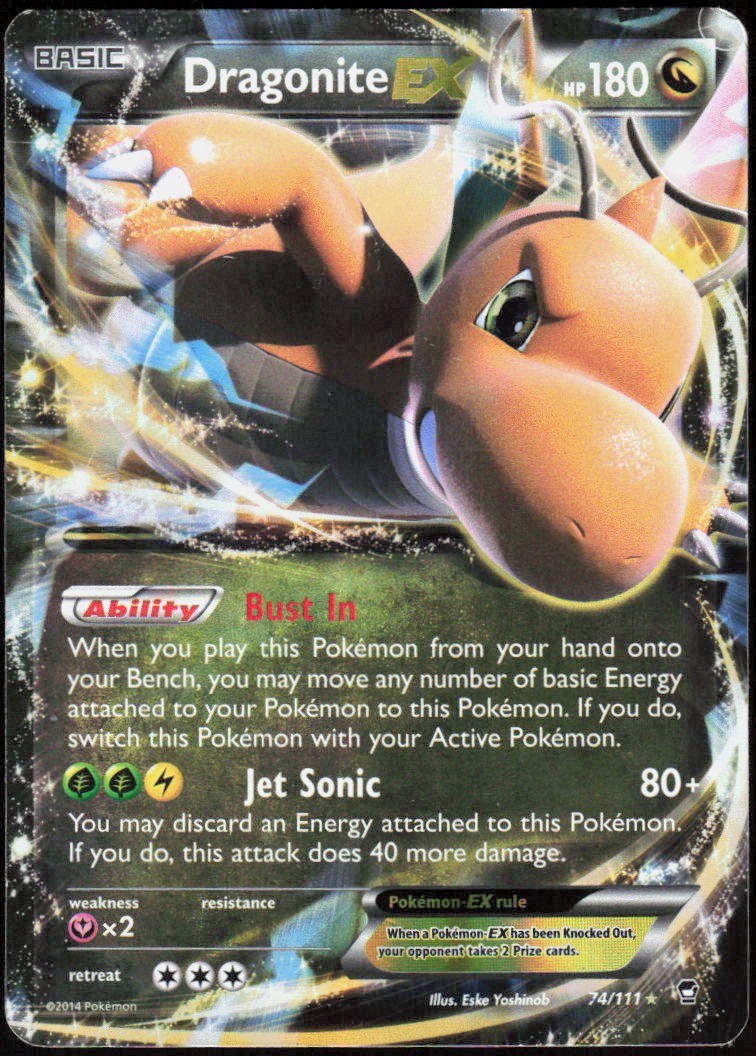 Dragonite EX 74/111 Holo EX Rare Furious Fists Pokemon Holo Moderately Played
